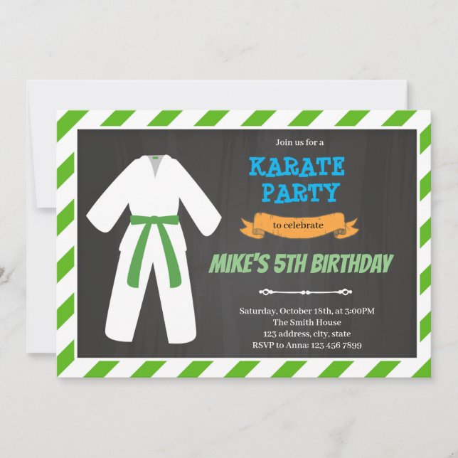 Invitación tema de cumpleaños de Taekwondo (Anverso)