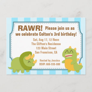 Invitación Tema de Cumpleaños - Dinosaurios Adorables