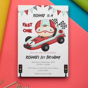 Invitación Tema de Cumpleaños Infantil de Carreras de Autos d