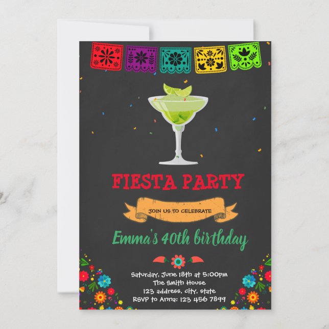 Invitación tema de cumpleaños Margrita fiesta (Anverso)