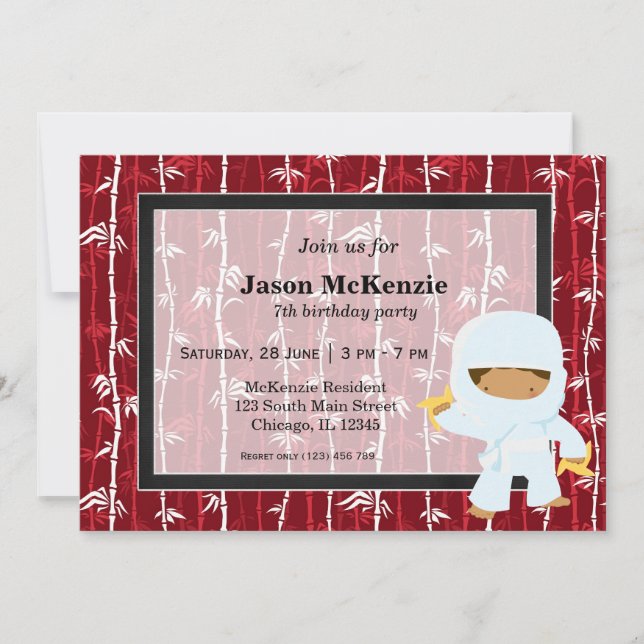 Invitación Tema de cumpleaños Ninja (Anverso)