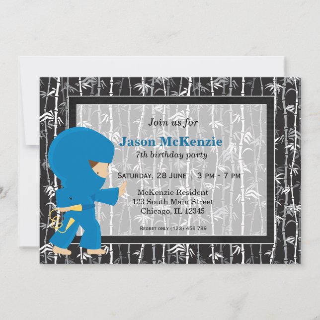 Invitación Tema de cumpleaños Ninja (Anverso)