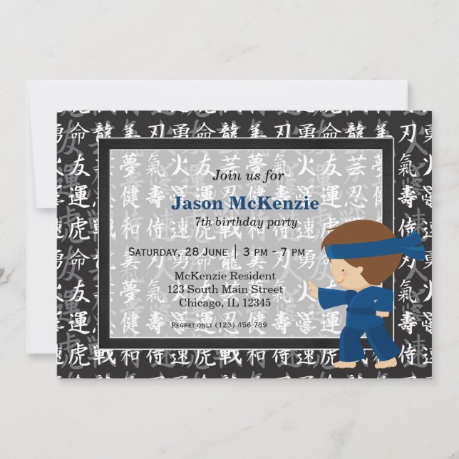 Invitación Tema de cumpleaños Ninja (Anverso)