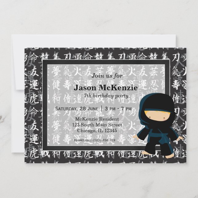 Invitación Tema de cumpleaños Ninja (Anverso)