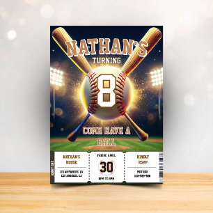 Invitación Tema de Deportes de Fiesta de Cumpleaños de Béisbo