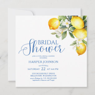 Invitación Tema de Despedida de Soltera Italiano Azul Limón