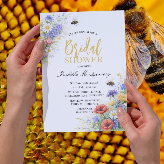 Invitación Tema de Despedida de Soltera Jardín de Abejas (Bee Garden Bridal Shower Theme Invitation)