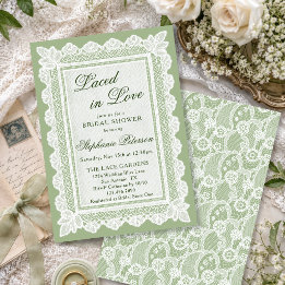 Invitación Tema de Despedida de Soltera Laced in Love Verde S