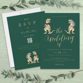 Invitación Tema de Dinosaurios Boda Verde