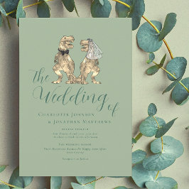 Invitación Tema de Dinosaurios Sage Green Boda