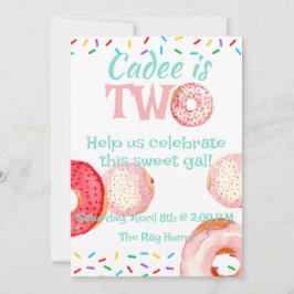 Invitación Tema de Donut 2 cumpleaños