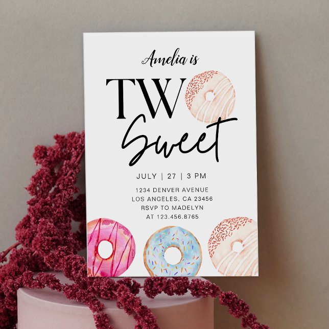 Invitación Tema de Dos Donas Dulces Fiesta de Cumpleaños 2 (Subido por el creador)