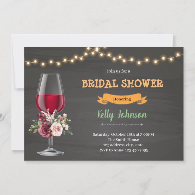Invitación tema de ducha de vino de Borgoña (Anverso)