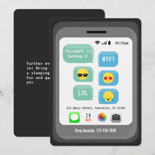 Invitación Tema de emoji Fiesta de Cumpleaños