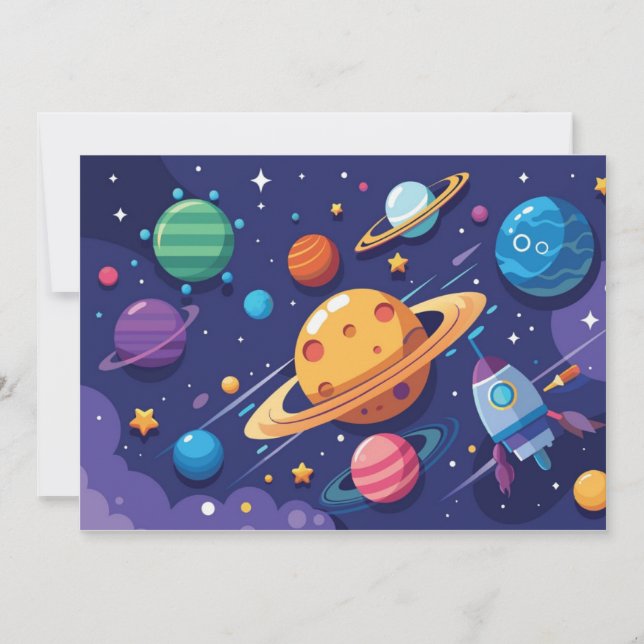 Invitación tema de espacio y planeta (Anverso)