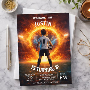 Invitación Tema de Estadio de Fuego para Niños Fiesta de Cump