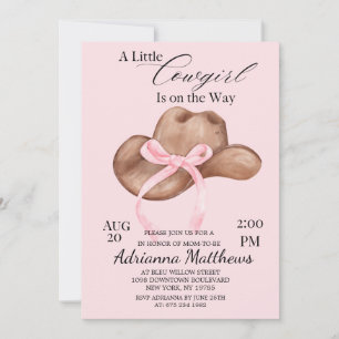 Invitación Tema de fiesta de bebé: Una pequeña vaquera está e