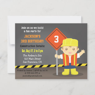 Invitación Tema de fiesta de cumpleaños de Construcción de Bu