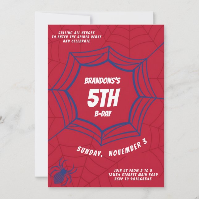 Invitación Tema de fiesta de cumpleaños de superhéroe de homb (Anverso)