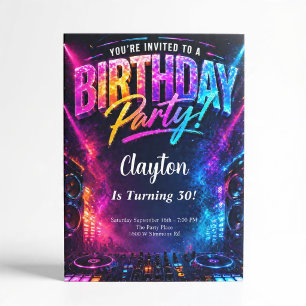 Invitación Tema de fiesta de cumpleaños del club de DJ de mús