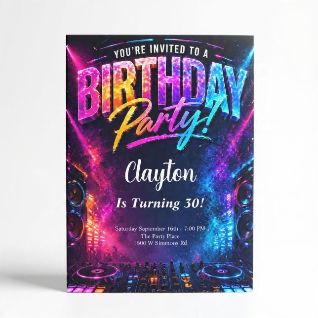 Invitación Tema de fiesta de cumpleaños del club de DJ de mús (Subido por el creador)