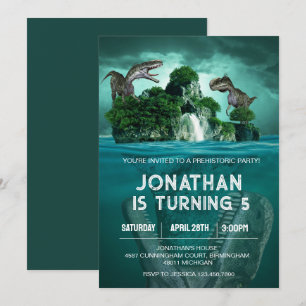 Invitación Tema de fiesta de cumpleaños del dinosaurio T rex