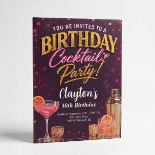 Invitación Tema de fiesta de cumpleaños noche de cóctel