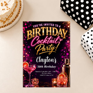 Invitación Tema de fiesta de cumpleaños noche de cóctel