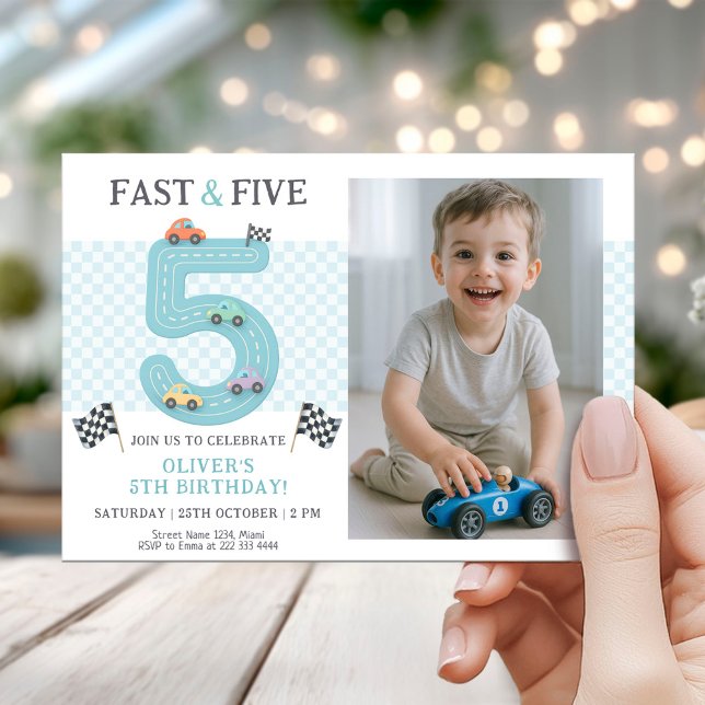 Invitación Tema de fiesta de cumpleaños número 5 de Auto Rápi (Subido por el creador)