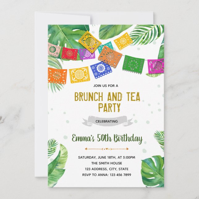 Invitación Tema de fiesta de la primavera de la palma (Anverso)