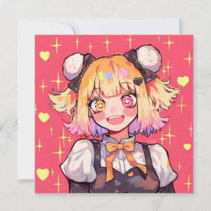 Invitación Tema de fiesta de personaje Kawaii feliz