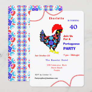 Invitación Tema de fiesta del gallo de Barcelos portugués