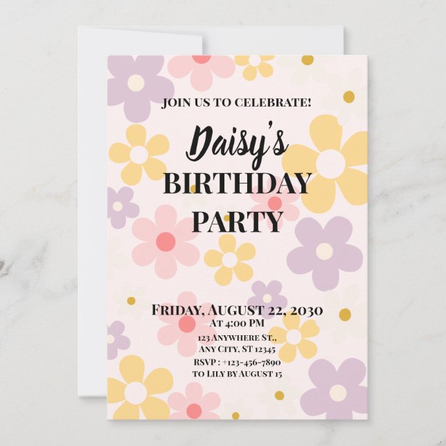 Invitación Tema de Flores (Anverso)