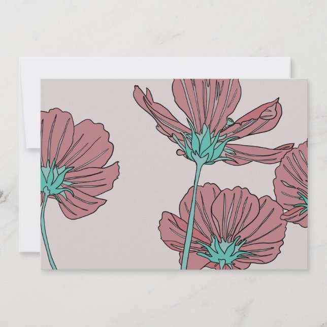 Invitación Tema de flores, diseño de amapola (Anverso)