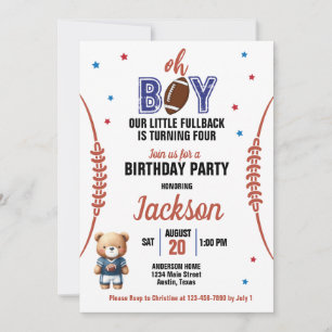 Invitación Tema de Fútbol Oh Boy Cumpleaños de cualquier edad