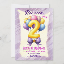 Invitación Tema de globos para segundo cumpleaños