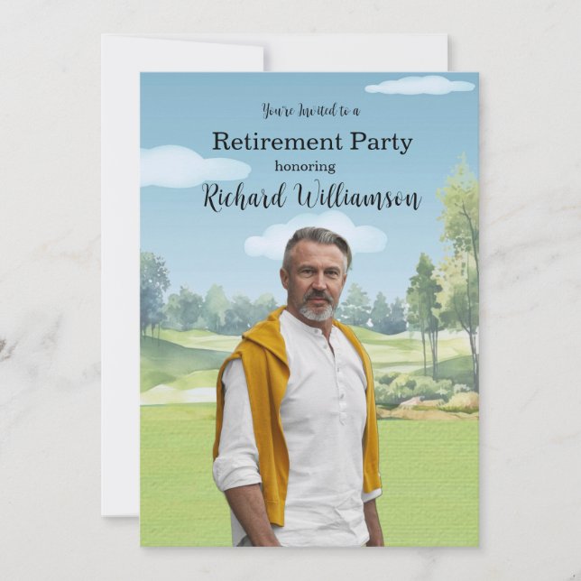 Invitación Tema de golf acuarela de foto única (Anverso)