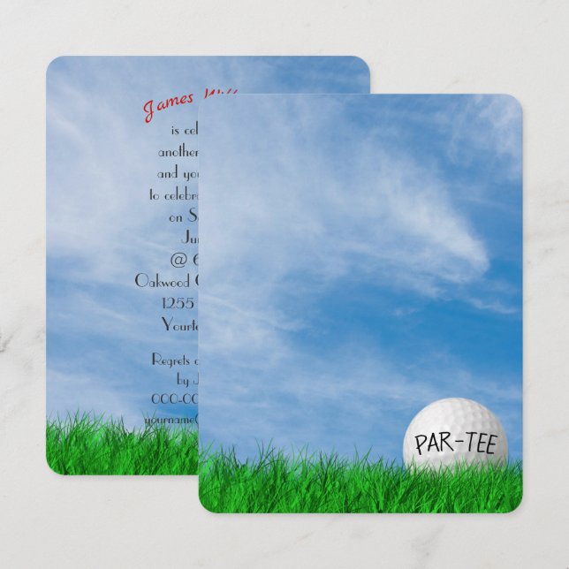 Invitación Tema de golf Birday Party (Anverso / Reverso)
