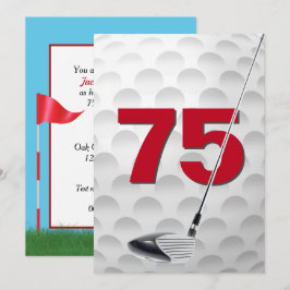 Invitación Tema de golf de la fiesta de cumpleaños 75