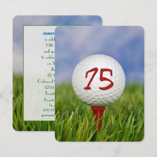 Invitación Tema de golf de la fiesta de cumpleaños 75