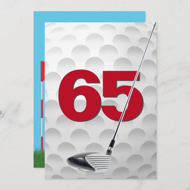 Invitación Tema de golf de la Fiesta de los Años 65 (Anverso / Reverso)