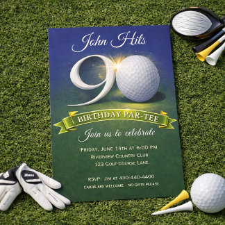 Invitación Tema de golf para cumpleaños 90