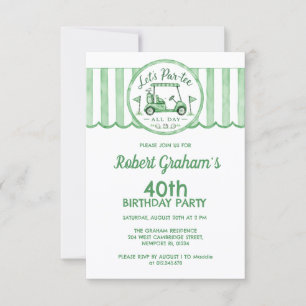 Invitación Tema de golf para fiesta de cumpleaños 40 asequibl
