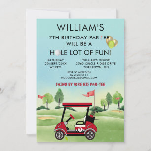 Invitación Tema de Golf para Niño Cumpleaños 7 Par-Tee