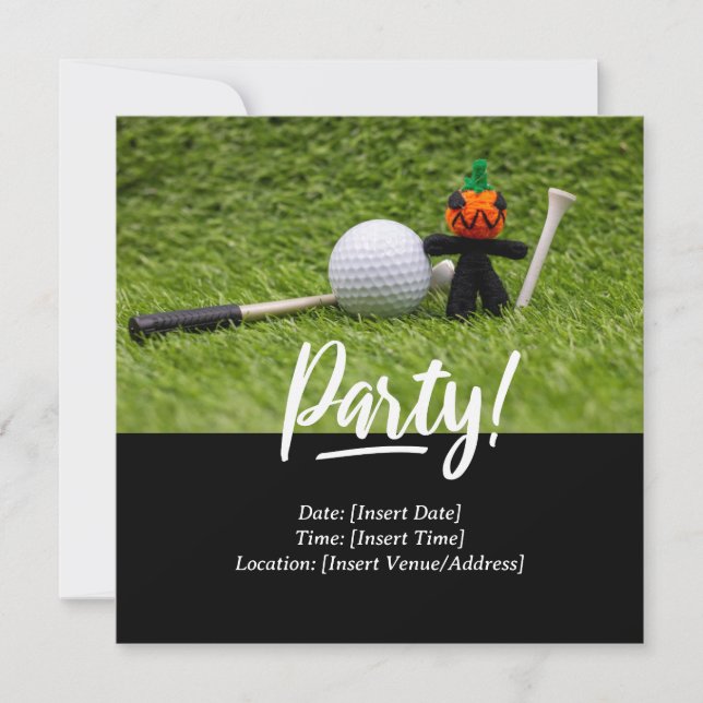 Invitación Tema de Halloween de golf para golfistas (Anverso)
