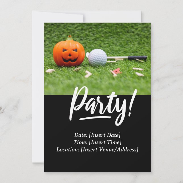 Invitación Tema de Halloween de golf para golfistas (Anverso)