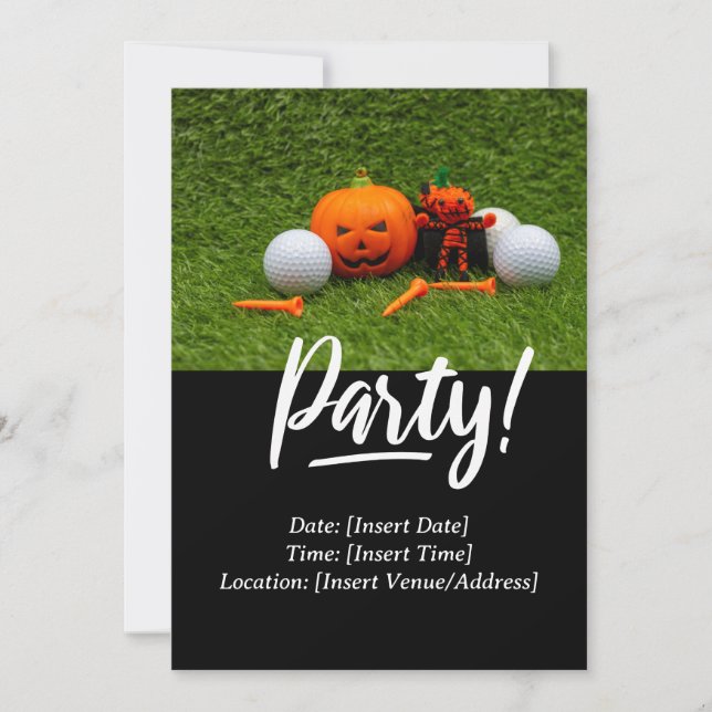 Invitación Tema de Halloween de golf para golfistas (Anverso)