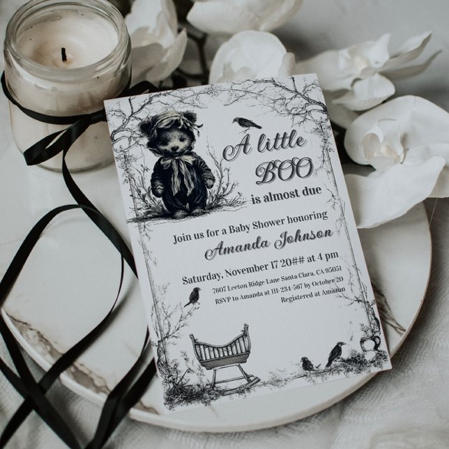Invitación Tema de Halloween del oso negro Pequeño Boo Baby S (Subido por el creador)