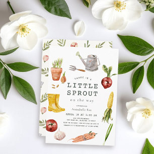 Invitación Tema de Jardín de Pequeños Brotes para Baby Shower