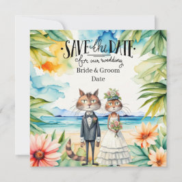 Invitación Tema de la boda de la playa del gato Boda